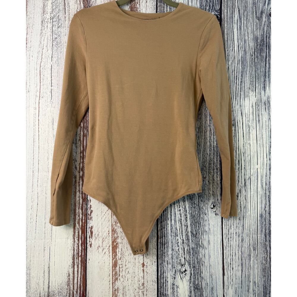 Abercrombie & Fitch Tan Long Sleeve Body Suit Size Medium